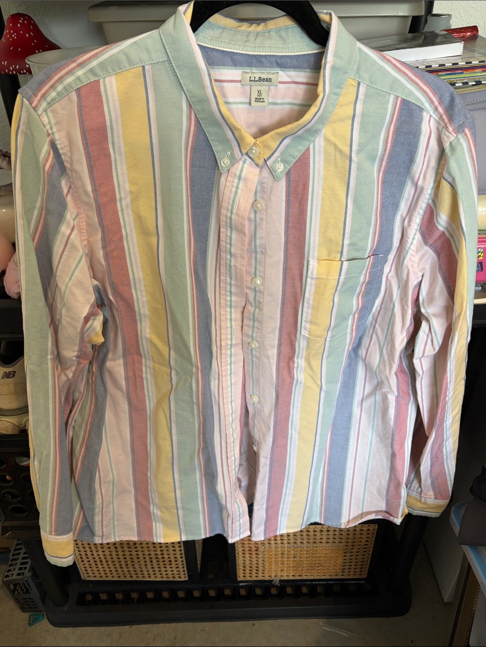 L.L. Bean Pastel Multi-Stripe Cotton Button-Down Shirt